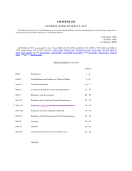 Chapter 204 Central Bank of Malta