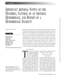 Important Arterial Supply of the Mandible,Control of An