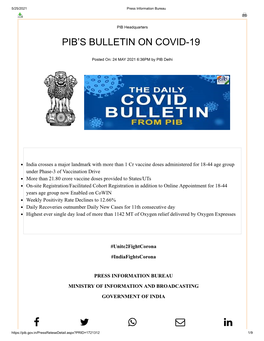 Pib's Bulletin on Covid-19