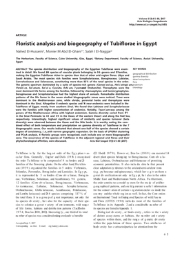 Floristic Analysis and Biogeography of Tubiflorae in Egypt