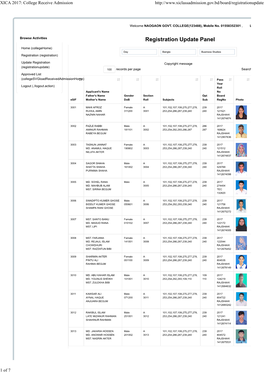 Registration Update Panel