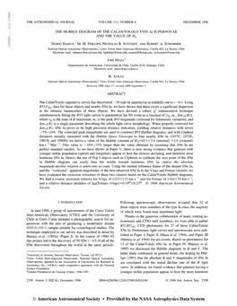 1996AJ 112.2398H the ASTRONOMICAL JOURNAL VOLUME 112, NUMBER 6 DECEMBER 1996 the HUBBLE DIAGRAM of the CALÁN/TOLOLO TYPE La