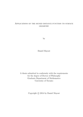 Applications of the Signed Distance Function to Surface Geometry