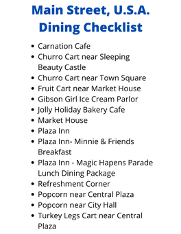 Street, USA Dining Checklist