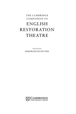 English Restoration Theatre