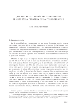 ¿Fin Del Arte O Fusión De Lo Diferente? El Arte En La Frontera De La Posmodernidad