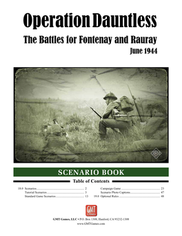 SCENARIO BOOK Table of Contents