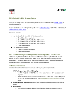 AMD Codexl 1.5 GA Release Notes