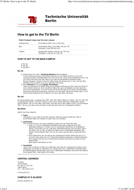 TU Berlin: How to Get to the TU Berlin