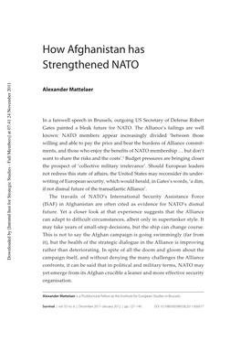How Afghanistan Has Strengthened NATO