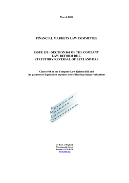 Section 868 of the Company Law Reform Bill Statutory Reversal of Leyland Daf