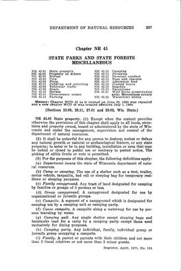 Chapter NR 45 STATE PARKS and STATE FORESTS MISCELLANEOUS