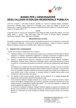 Bando Per L'assegnazione Degli Alloggi