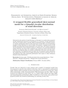 A Wrapped Flexible Generalized Skew-Normal Model for a Bimodal Circular Distribution of Wind Directions