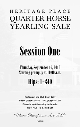 Quarter Horse Yearling Sale