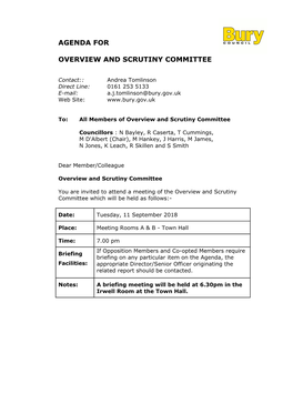 (Public Pack)Agenda Document for Overview and Scrutiny Committee