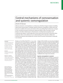 Central Mechanisms of Osmosensation and Systemic Osmoregulation