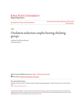 Oxidation-Reduction Couples Bearing Chelating Groups Anthony David Pietrzykowski Iowa State University