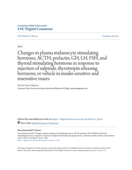 Changes in Plasma Melanocyte Stimulating Hormone, ACTH