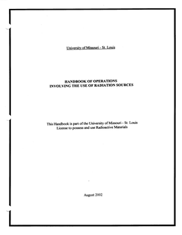 Handbook of Operations Involving the Use of Radiation Sources