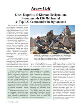 News Call Gates Requests Mckiernan Resignation, Recommends LTG Mcchrystal As Top U.S