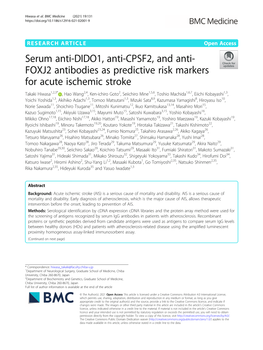 Serum Anti-DIDO1, Anti-CPSF2, and Anti-FOXJ2 Antibodies As Predictive