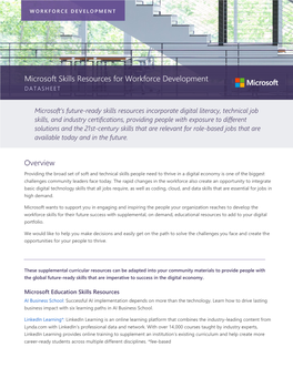 Microsoft Skills Resources for Workforce Development Overview