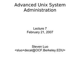 Advanced Unix System Administration