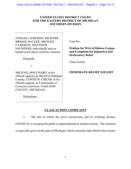 Case 2:20-Cv-10949-LVP-MJH ECF No. 1 Filed 04/17/20 Pageid.1 Page 1 of 71