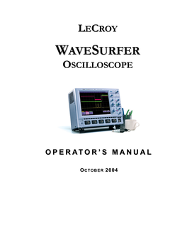 Wavesurfer Oscilloscope Operator's Manual