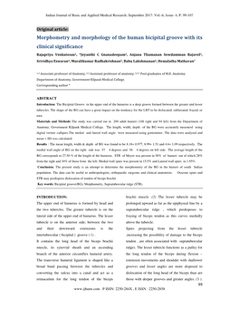 Morphometry and Morphology of the Human Bicipital Groove with Its Clinical Significance