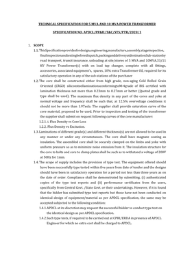 Technical Specification for 5 Mva and 10 Mva Power Transformer