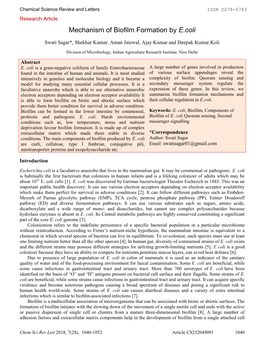 Mechanism of Biofilm Formation by E.Coli