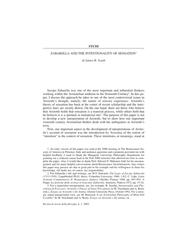 Jacopo Zabarella Was One of the Most Important and Influential Thinkers Working Within the Aristotelian Tradition in the Sixteen