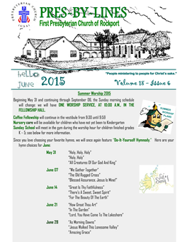 Volume 18 - Issue 6 Summer Worship 2015