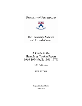 Guide, Humphrey Tonkin Papers (UPT 50 T614)