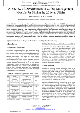 A Review of Development of Safety Management Module for Simhastha 2016 at Ujjain