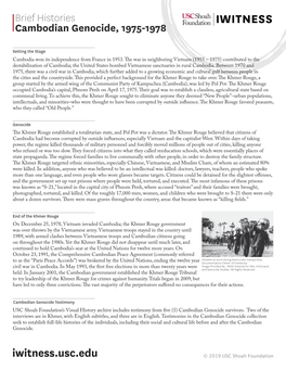 Brief Histories Cambodian Genocide, 1975-1978