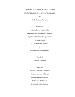 Structural and Biochemical Studies of Alkylpurine Dna