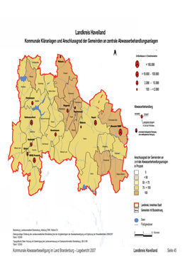 Kommunale Abwasserbeseitigung Im Land Brandenburg – Lagebericht 2007 Landkreis Havelland Seite 45 Kläranlagen Des Landkreises Havelland