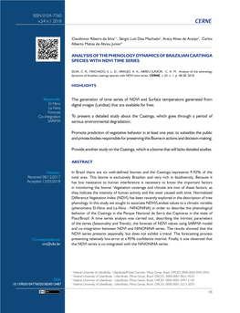 Issn 0104-7760 Analysis of the Phenology Dynamics