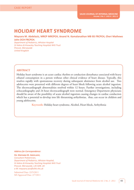 HOLIDAY HEART SYNDROME Maysara M