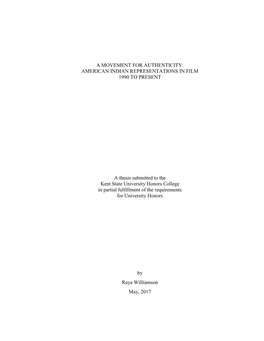 American Indian Representations in Film 1990 to Present