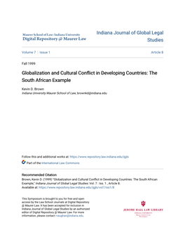 Globalization and Cultural Conflict in Developing Countries: the South African Example