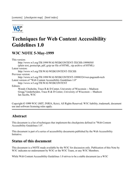 Techniques for Web Content Accessibility Guidelines 1.0 W3C NOTE 5-May-1999