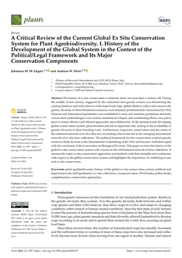 A Critical Review of the Current Global Ex Situ Conservation System for Plant Agrobiodiversity