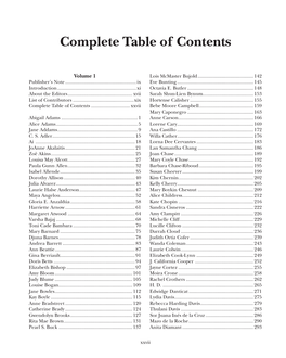 Complete Table of Contents