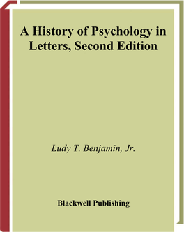 A History of Psychology in Letters, Second Edition