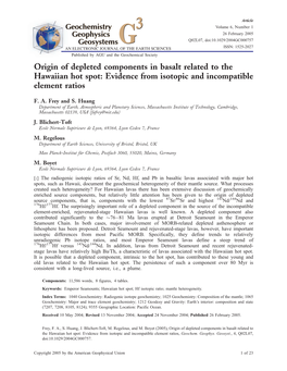 Evidence from Isotopic and Incompatible Element Ratios