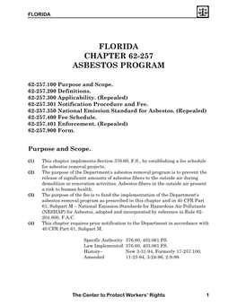 Florida Chapter 62-257 Asbestos Program